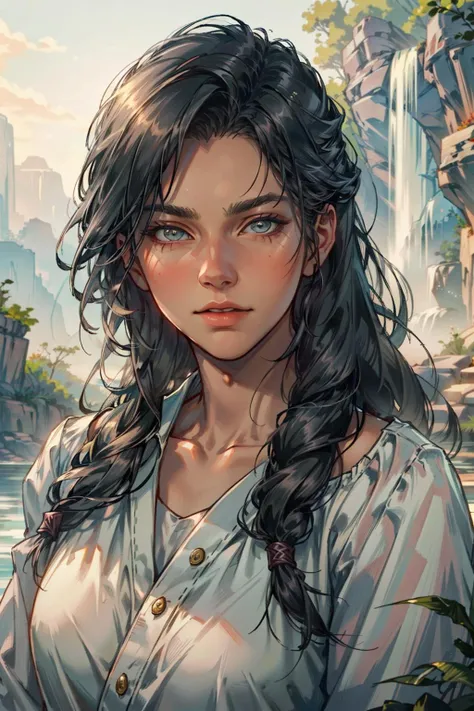 (masterpiece, best quality:1.3)
<lora:epi_noiseoffset2:1> <lora:add_detail:0.7> <lora:RDRAbigail:0.8>
RDRAbigail, 1girl, solo, long hair, realistic, medium close-up , waterfall, twilight, ethereal and soft light in a serene setting D&D, fantasy, intricate, elegant, highly detailed