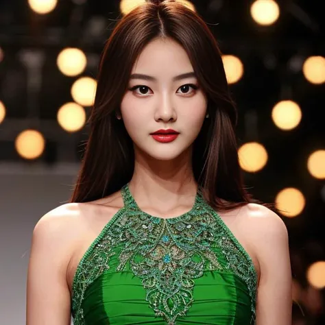 cinematic, closed shot, slender waist, slim face, long nose, (clear eyes:1.1), a __hairstyle__ sexy beautiful female model in a brand clothes fashion show, OverallDetail <lora:ThaiDollLikeness_v10:0.75>