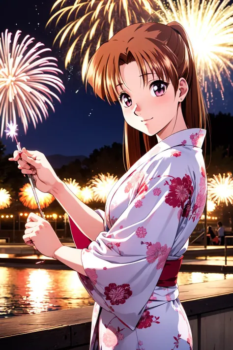 (RAW photo, best quality), 1girl, outdoor, summer night, fireworks, yukata,
<lora:innai_kansen_shiromiya_asuka_v2_2:1.1>, shiromiya asuka,