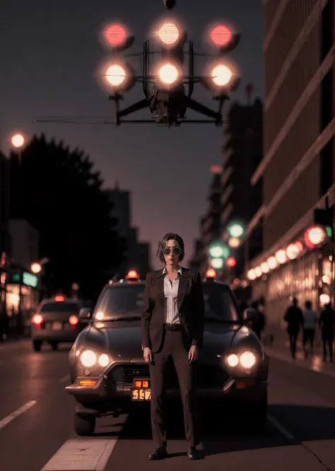 millie10 a woman , new-york city, crime, taxi, sidewalk night, street lights, black cat,