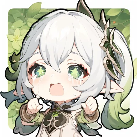 (chibi)
looking at viewer, (sad:1.2), (crying, tears:1.1),closed eyes,  open mouth, rubbing eyes, 
small girl ,white dress, 
<lora:nahida_bs4_unet_2e-4_te_1e-4_dim64_alpha_32_768-000060:0.9>  <lora:paimonsPaintingsStyle_gstamp02000008:0.9>