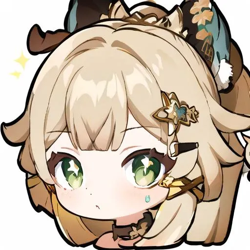 chibi , simple background, ( close-up face),best quality,masterpiece, emoji, white background, 1 girl, green eyes ,official, two tails, paw
<lora:gstamp_02:1>, <lora:Genshin_Kirara_AP_v3:1>,
