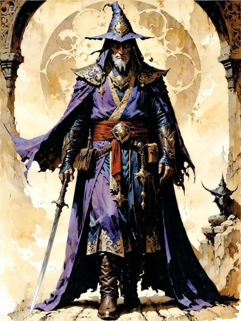 <lora:xl_more_art-full-xl:0.6> <lora:add-detail-xl:2.4> <lora:style-dark_novel-xl-by_andreac75:0.7> famous artwork by (gerald brom:1.2), in a faraway land of wonder lived (an old mage clad in an ornate robe and boots:1.4), he challenged someone to a duel of wits, but his opponent didn't want to fight an unarmed man, he was proof that the universe had a sense of humor and he suffered from delusions of adequacy