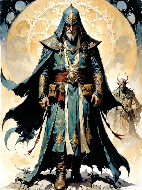 <lora:xl_more_art-full-xl:0.6> <lora:add-detail-xl:2.4> <lora:style-dark_novel-xl-by_andreac75:0.7> famous artwork by (gerald brom:1.2), in a faraway land of wonder lived (an old mage clad in an ornate robe and boots:1.4), he challenged someone to a duel of wits, but his opponent didn't want to fight an unarmed man, he was proof that the universe had a sense of humor and he suffered from delusions of adequacy
