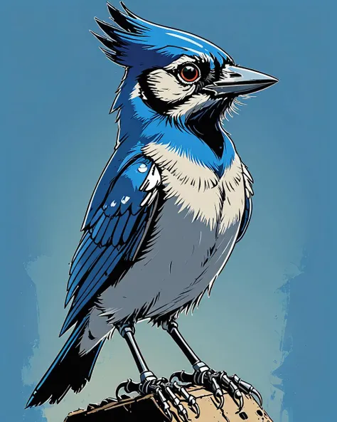 Vector Art, Robotic Blue Jay, hard light, adobe lightroom, Pixabay, artstation, <lora:Dark_Novel:0.7>