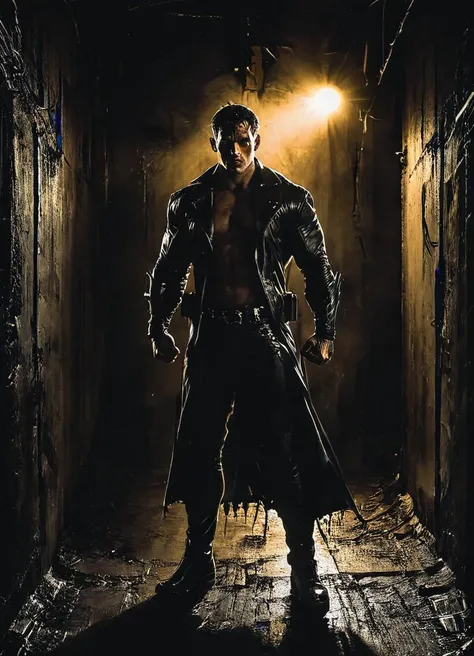 <lora:Dark_Novel:1> batman standing in a dark alley with strong backlight