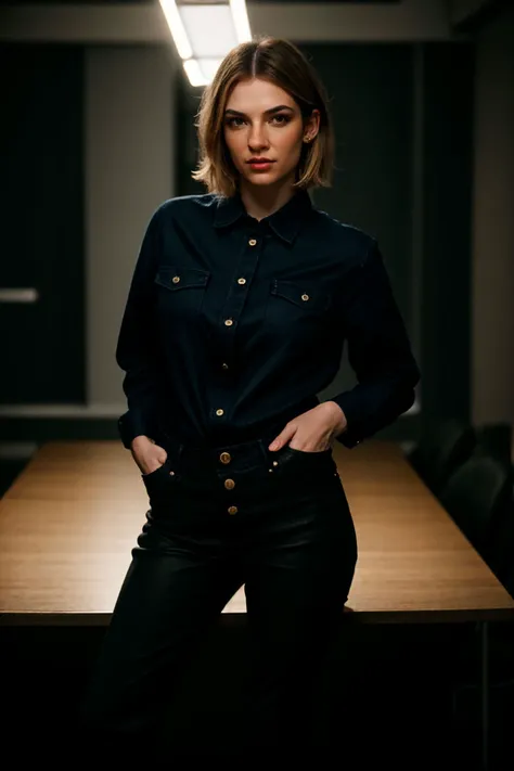 <lora:DemiHawks_v1.0:1> DemiHawks
in a (dynamic pose:1.2)
(female in a studio theme),Beauty photo, facing viewer,
with (
( Button down and slim pants Mules Aviators J. Crew
:1.2)
Asymmetric Bob, hairpin
:1.1) hairstyle, (head tilt,:1.2)
detailed hair strand, ear, detailed upper torso, detailed eyes, detailed pupils, detailed iris, detailed nose, detailed lips, ears, detailed sideburns, eye reflection, ray tracing, path tracing,
in style of
Richard Avedon Portrait Large-format camera, high-quality lenses Simple backgrounds,
<lora:epiC35mm:1> epiCPhoto, (plunging neckline:-1) dark studio background,
