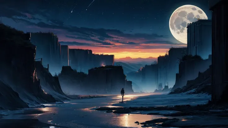 [scenario_tag landscape::-1] <lora:add_detail:1.00>, biopunk, outside, beautiful landscape, no humans, cowboy shot, moon a perfect anime illustration, beautiful, masterpiece, best quality, perfect lighting,