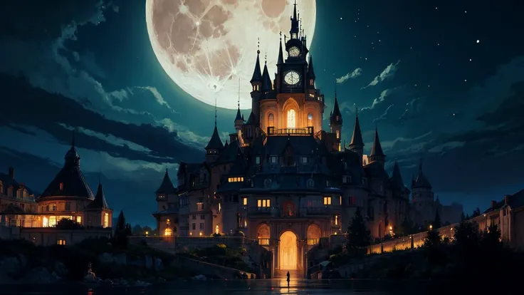 [scenario_tag landscape::-1] <lora:add_detail:1.00>, castle, clockpunk, clockwork, beautiful landscape, no humans, pov, moon a perfect anime illustration, beautiful, masterpiece, best quality, perfect lighting,