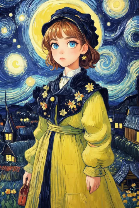 In the serene night, beneath a starry sky with billowing clouds, the full moon cast its luminous glow upon the tranquil nature scenery, creating an ethereal masterpiece. Standing in the midst of this best quality landscape is 1girl, gracefully donned in a flowing dress. She stands with an air of quiet contemplation, her gaze fixed upon the viewer, making the viewer feel the essence of impressionism brought to life. This fine art captures the magic of the night and the beauty of nature in a truly enchanting way,((best quality, masterpiece, extreme details):1.2) ((detailed eyes, detailed face):1.2), <lora:add_detail:1> <lora:backlight_slider_v10:1> <lora:eye_size_slider_v1:2> <lora:eyebrows_slider_v2:3> <lora:age_slider_v2:-3> <lora:Painting:1>