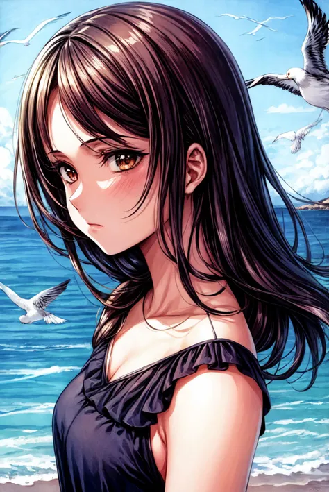best quality, (masterpiece:1.2), illustration, absurdres,
(1girl, solo), (beautiful detailed girl), (upper body, portrait),1girl, red, <lora:Colorwater_v4:0.6>, sea, ocean, style: watercolour, seagulls, promenade, quay, barefoot, dress, mksks style, masterpiece, best quality, ultra-detailed, illustration, photorealistic
<lora:Satoshi_Urushibara_v11_fp32:0.5> <lora:add_detail:1>