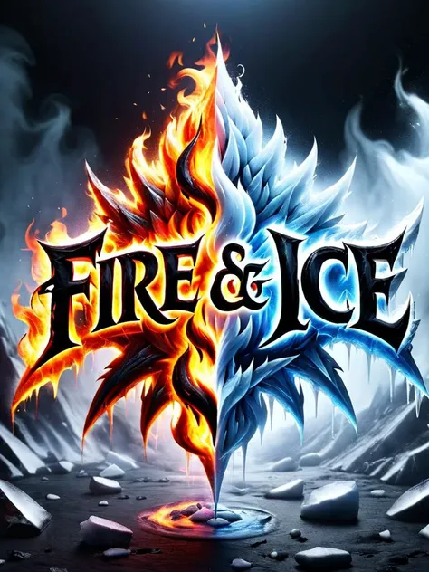 ("FIRE & ICE" text logo:1) <lora:Harrlogos_v2.0:1> text logo <lora:faize-sdxl:0.4> faize