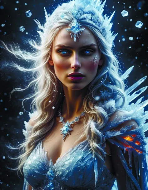 a beautiful portrait of an winter goddess with ice hair Rutkowski and Raymond Swanland,snowflakes falling,ultra realistic digital,faize <lora:faize-sdxl:0.8>,<lora:add-detail-xl:1.6>,by diegocr