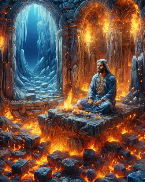landscape of a 1990'S Traditional Dubai from inside of a Stonehenge, Summer, Graphic novel, Zen, Lazuli lighting, psychedelic colors, <lora:faize:1> faize