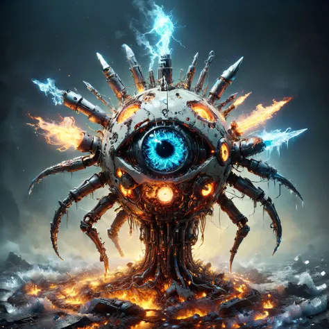 a (((floating)))  android eye that is made up of a [clock| gear], <lora:faize:0.8> faize  [ :that is a assassin robot [overlord| mech planet] :.3] <lora:xl_more_art-full_v1:.5>, sharp instruments and arching electricity, powered by a Kugelblitz  drive, in a apocalyptic  wasteland,  <lora:CelestialPunkAI:.4>  s0lar,  <lora:TeslaPunkAIv2:.2> t3slapunkai,