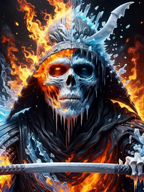 Azrael Grim Reaper | White Eyes | Classic Portrait Art Digital Oil Painting. This piece interweaves Joe Madureira's edgy lines, Avery Coleman's texture finesse, Titian's rich coloring, and William-Adolphe Bouguereau classical realism with the Renaissance brilliance of Leonardo da Vinci, and Michelangelo, creating a vibrant classical elegance <lora:faize-sdxl:1> faize