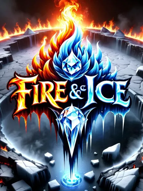 ("FIRE & ICE" text logo:1) <lora:Harrlogos_v2.0:1> text logo <lora:faize-sdxl:0.4> faize