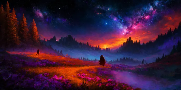 nebula, outer space, galaxy, masterpiece, best quality, ultra high res, beautiful, visually stunning, elegant, incredible details,  award-winning art, <lora:aofks - AnatoFinnstark:0.6>, aofks, <lora:epiNoiseoffset_v2:1>  , <lora:add_detail:0.4> ,   landscape, scenery, fantasy theme, [red theme:blue theme:0.5],  <lora:jkrz - JakubRozalski:0.35>