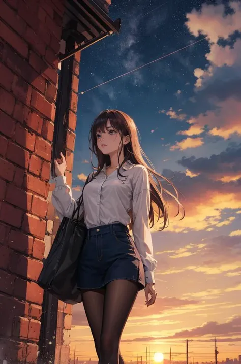 best quality,8k,4k,extreme wide shot of a 1980'S girl,at Golden hour,Sketched,Shameful,Moonlight,