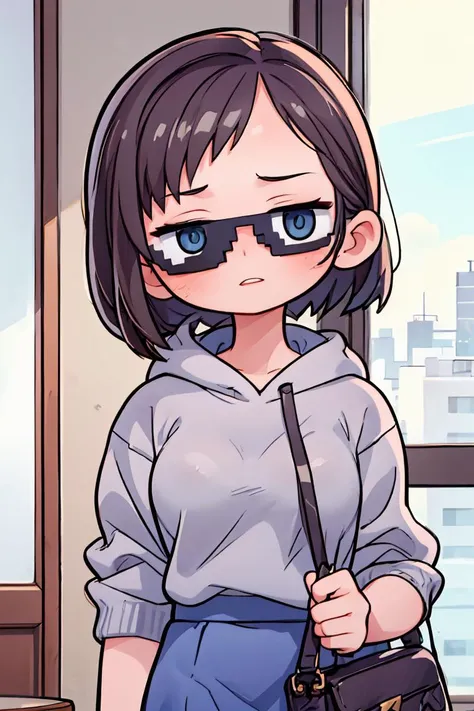 (masterpiece, best quality), 1girls, beautiful face, beautiful body, <lora:DealWithIt2:0.8> incrsdealwithit, sunglasses, <lora:ichikawakana-nvwls-v1:1> ichikawakana, grey hoodie, blue skirt, ringed eyes