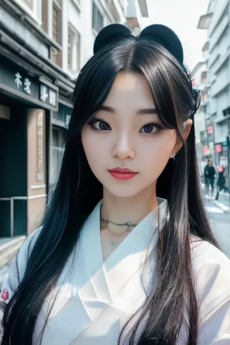 photo of Ting2ASMR, (front to camera), detailed european face, (aspiring facial expression), (((samuraipunk style clothes))), ((samuraipunk city on the background)), RAW, analog style, ultra detailed photograph, cinematic lighting, artstation, 4k, sharp focus, high resolution, detailed skin, detailed eyes<lora:Ting2ASMR:1.0>