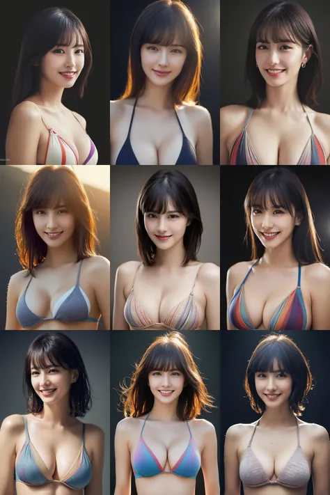 dressed, (photo realistic:1.4), (hyper realistic:1.4), (realistic:1.3),
(smoother lighting:1.05), (increase cinematic lighting quality:0.9), 32K,
1girl,20yo girl, realistic lighting, backlighting, light on face, ray trace, (brightening light:1.2), (Increase quality:1.4),
(best quality real texture skin:1.4), (contemptuous face:1.35),finely detailed eyes, finely detailed face, finely quality eyes,
(joy and smile), abstract background, official art, fractal art, blunt bangs, multicolored hair,
(Increase body line mood:1.1), (Increase skin texture beauty:1.1), (Increase femininity of the body:1.1), (increase chest beauty:1.1),
(increase femininity of the chest line:1.1), (Increase beauty and gorgeous and sexy:1.1),bikini, wet body, socked, (pureerosface_v1:0.4)
<lora:koreandolllikenessV20_v20:0.2>
<lora:JapaneseDollLikeness_v15:0.2>
<lora:Brav6fix_v1:1>