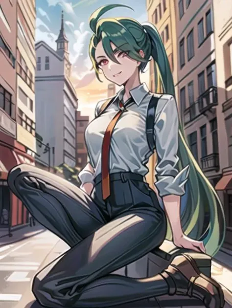 beautiful, masterpiece, best quality, extremely detailed face, perfect lighting, 1girl, solo, <lora:PokeRika:0.7>, hair over one eye, ponytail, collared shirt, eyelashes, pants, suspenders, necktie, earrings, BREAK
surprised, embarrassed, open mouth, distant view, ((full body)),<lora:add_detail:0.1> , RAW photo, (masterpiece), best quality, extremely detailed, delicate and beautiful, photorealistic illustration, one (macrogts:1.2|mesogts:1.2) (woman), (solo), (minigts), giant, giantess, beautiful eyes, sharp, (looking at viewer), dynamic light,(full body portrait), outside, (sitting between apartment buildings at sunset), looking over building, looming, ((sitting beside cars)), (((cars))), buses, vans, door, window, table, chair, tiny people in background, skyscrapers in background, brownstone buildings, street, streetlight, traffic light, sidewalk, empty pizza boxes, 8k uhd, dslr, soft lighting, high quality, film grain, (smile512),<lora:minigts_v3_lycoris:0.7>
,