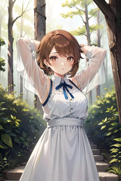 ((masterpiece, best quality))
<lora:Persona3Yukari:0.9>
Persona3Yukari, 1girl, solo, short hair, brown hair, brown eyes, Deep in a mystical forest, surrounded by ancient ruins, wearing an ethereal, flowing gown, with arms folded