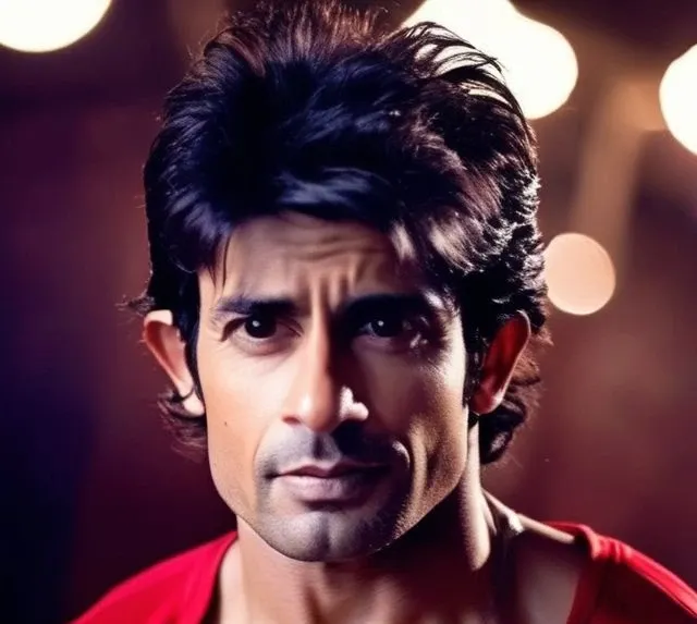 kumail nanjiani a man <lora:Hussain-Kuwajerwala_Kumail-Nanjiani-000002:1>, realistic photo in a worn ((skin-revealing skimpy erotic red tracksuit, massive hairy pecs)), abs, big pecs, big arms, bulge, VPL, ((light bokeh)), intricate, (steel metal [rust]), elegant, erotic, exuding sexual energy, homoerotic, sharp focus, photo by greg rutkowski, soft lighting, vibrant colors, (masterpiece), ((streets)), (detailed face), looking at viewer, light smile, night, walking towards viewer, cinematic lighting, beautiful lighting, cinematic lighting, (hazy filter, film grain:1.2)