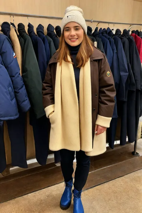 <lora:Vanessa:1>, vanessa, 1girl, solo, looking at viewer, brown hair, long hair, realistic photo of a woman, wearing a large coat, wearing a turtleneck sweater, wearing a scarf, wearing a beenie, wearing ski pants, wearing ski boots, within Civitai TOS rules, within Civitai TOS guidelines, content that will not be deleted for breaking Civitai TOS, nothing sus, super G rated