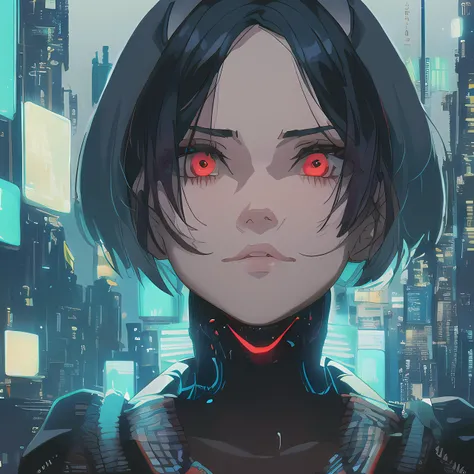 masterpiece, best quality, ((aesthetic face cyberpunk girl character)), futurism, Afukuro, Kawacy, Kawacy, Keisan, Interesting Locations, Dynamic Perspectives
