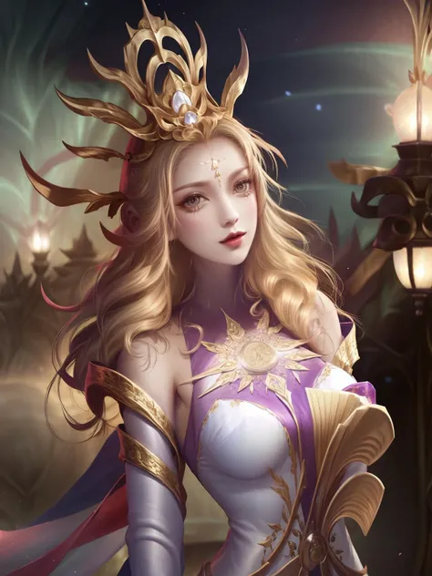 <lora:wuzetianNIKESIV_20230709214713:0.8>,1girl, mature female, hair ornament, cityscape, night, lake, forehead mark, upper body, dress,long sleeves, arms behind back,dress,