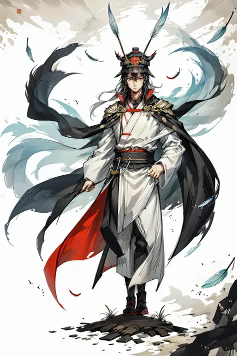 Zhou Dynasty, Chinese Emperor, 2 males, masterpiece, full body shot, feather fan bridge, chinese pavilion, cape, military helmet, <lora:æ¦ä¾ V1:0.6>, <lora:LAS:0.4>, <lora:wyy-000009:0.6> wyy_style, <lora:add_detail:0.6>