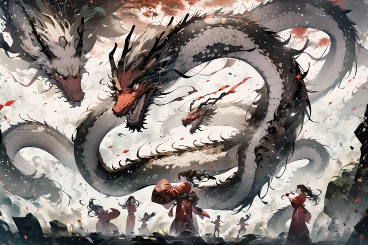 year of the dragon, lunar new year, chinese silk robes, Chinese New Year, celestial flying dragon soaring through the air, festival, chinese lanterns, text 2024, (fireworks:1.5), firecrackers <lora:DW-000008:0.3> <lora:LAS:0.5> masterpiece,<lora:add_detail:0.6>, <lora:20230524172014:0.6>, <lora:ChineseDragon_v02:0.3> <lora:Chinese dragon:0.3> <lora:wyy:0.6> wyy_style <lora:æ¦ä¾ V1:0.4>