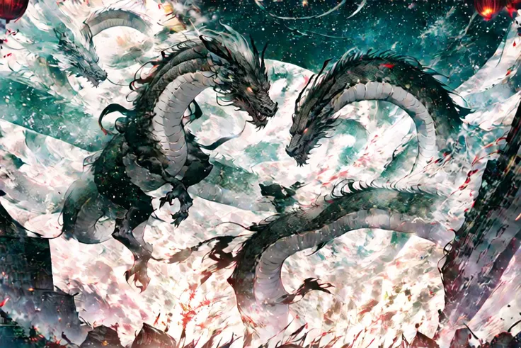 year of the dragon, lunar new year, chinese silk robes, Chinese New Year, celestial flying dragon soaring through the air, festival, chinese lanterns, text 2024, (fireworks:1.5), firecrackers <lora:DW-000008:0.3> <lora:LAS:0.5> masterpiece,<lora:add_detail:0.6>, <lora:20230524172014:0.6>, <lora:ChineseDragon_v02:0.3> <lora:Chinese dragon:0.3> <lora:wyy:0.6> wyy_style <lora:æ¦ä¾ V1:0.4> <lora:祥é¾20230414ç:0.3> <lora:sunAndShadow_v10:0.3> cloud, colorful,