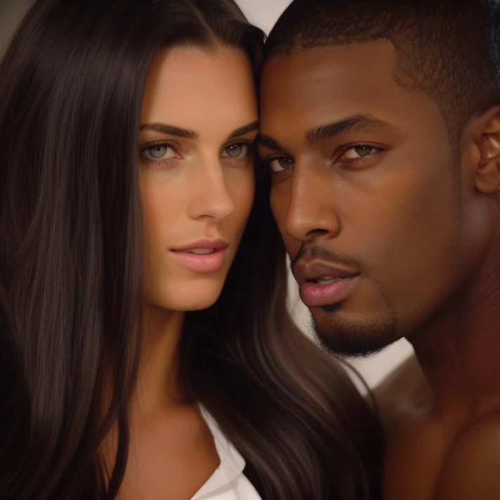 <lora:blkkss-000005:.7>, blkkss, realistic, 1girl, 1boy, dark-skinned male, facial hair, couple, long hair, ,
21 year old,
perfect skin perfect model face,
white European model,
pretty face, , pretty eyes,
Ice Gray hair ,
best quality ,
speed lines lighting, real life,
,
realistic,
