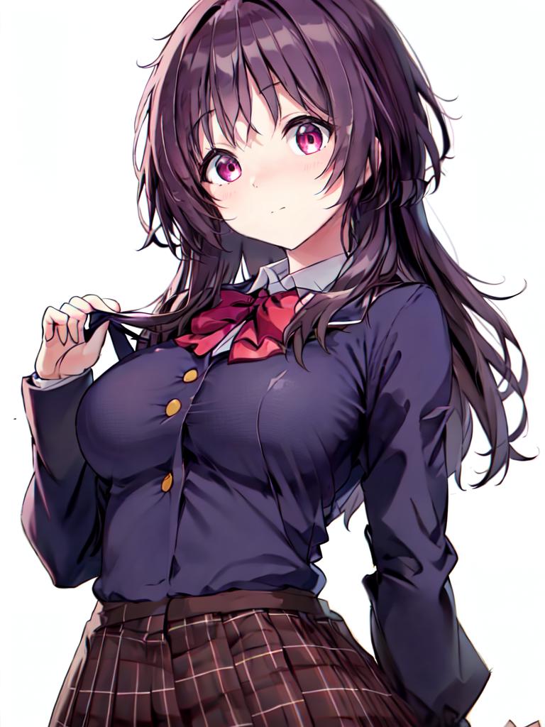 Anime girl with long hair and a bow tie posing for a picture - SeaArt AI