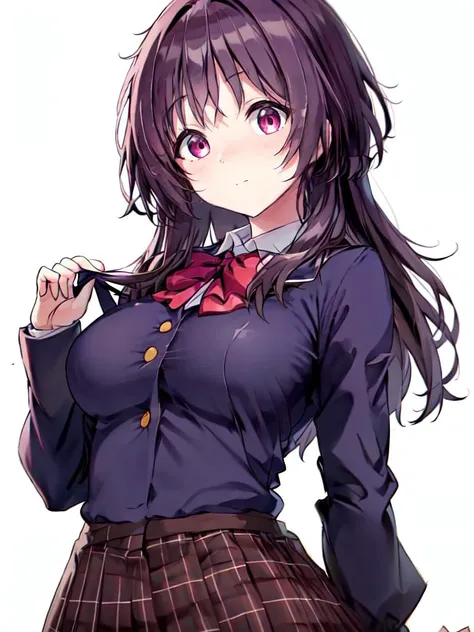 masterpiece, best quality, large breasts, <lora:kuminTsuyoriChNibyDemoKoi_v10:0.5>, KuminWaifu, school uniform, school background
