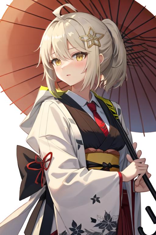 Anime girl with umbrella and red dress holding a red umbrella - SeaArt AI