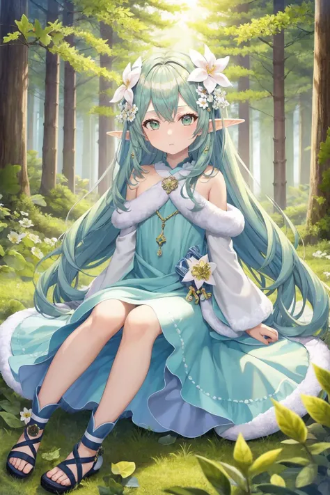 masterpiece, Highest quality, 2people:1.3, 2peopleの女の子, Holding hands, Small breasts, Small cleavage, Long Hair, Fluffy dresses, Young Girl, skirt, フレアskirt, smile, Anime Fantasy, Twin tails, Flowing white hair, Fantasy Anime,Fluffy bunny ears:1.5. Ethereal Anime, Beautiful anime art, Beautiful digital art, Anime Fantasyアートワーク, grassland, Flower arch, seat, Otome sitting, Sitting, Looking back, Watching the audience, I can see your butt, Bunny tail, Holding hands, Plump thighs