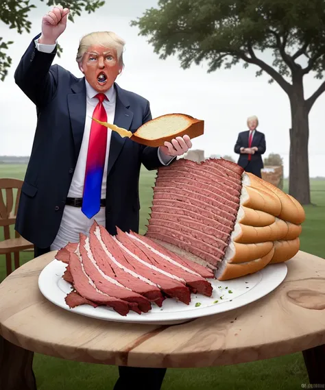 And Donald Trump ate the bread and spread upon it the churned milk of the (pastrami and buffalo tree)