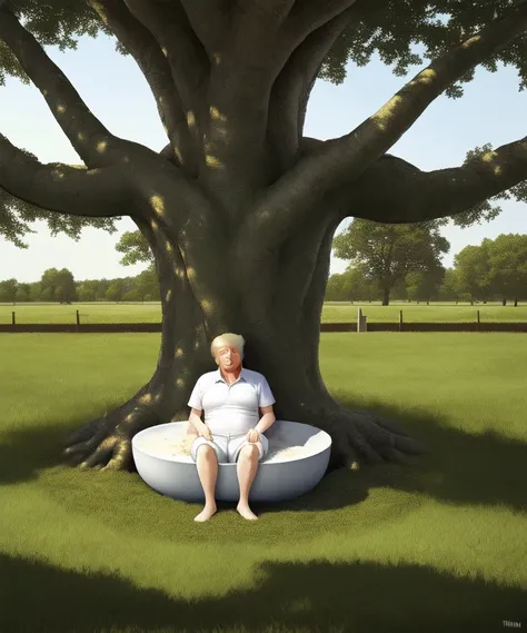 And Donald Trump sat on the world and lay upon it the churned milk of the (relish tree)