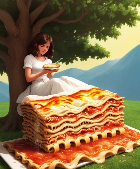 And she sat on the bread and lay upon it the churned milk of the (lasagna tree)