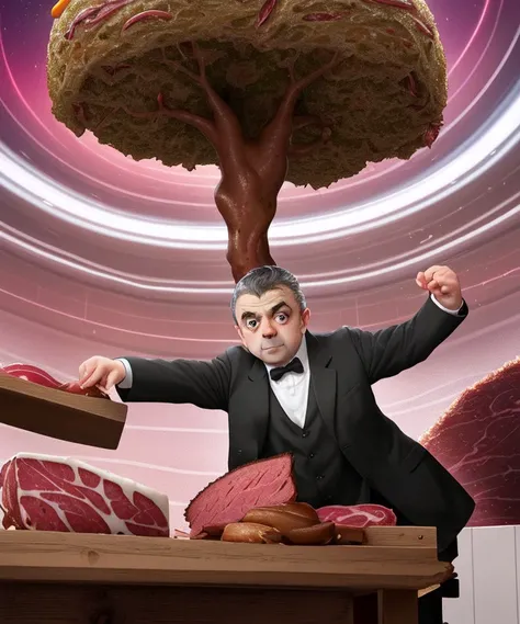 And Rowan Atkinson broke the space and spread upon it the churned milk of the (pastrami tree)
