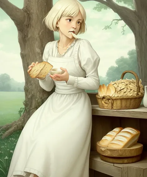 And she ate the bread and dropped upon it the churned milk of the (oatmeal and soymilk tree)