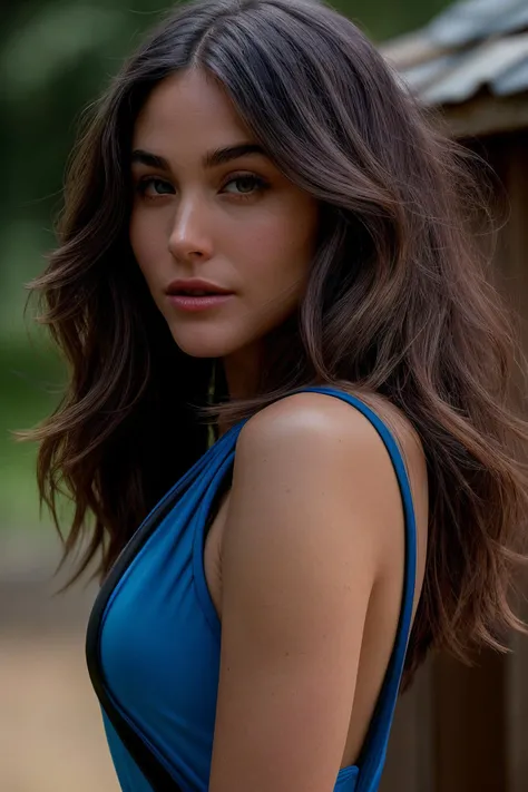perfect cinematic shoot of a beautiful woman (EPN0r4rid4:.99), a woman standing in a (modest hen house), perfect hair, wearing sexy (Rotary Blue tankini :1.2), (people in background:1.1), (detailed background:1.1), (face focus), modelshoot style, (extremely detailed CG unity 8k wallpaper), professional majestic (photography by Leigh Ann Edmonds:1.1), 24mm, exposure blend, hdr, extremely intricate, High (Detail:1.1), dramatic, soft cinematic light, (looking at viewer), (detailed atmosphere), 8k, highly detailed, rich environment, 4k textures, soft cinematic light, elegant, ((((cinematic look)))), soothing tones, insane details, hyperdetailed, ("Dreams into reality with SDKoh!":1.1), (epiCPhoto)