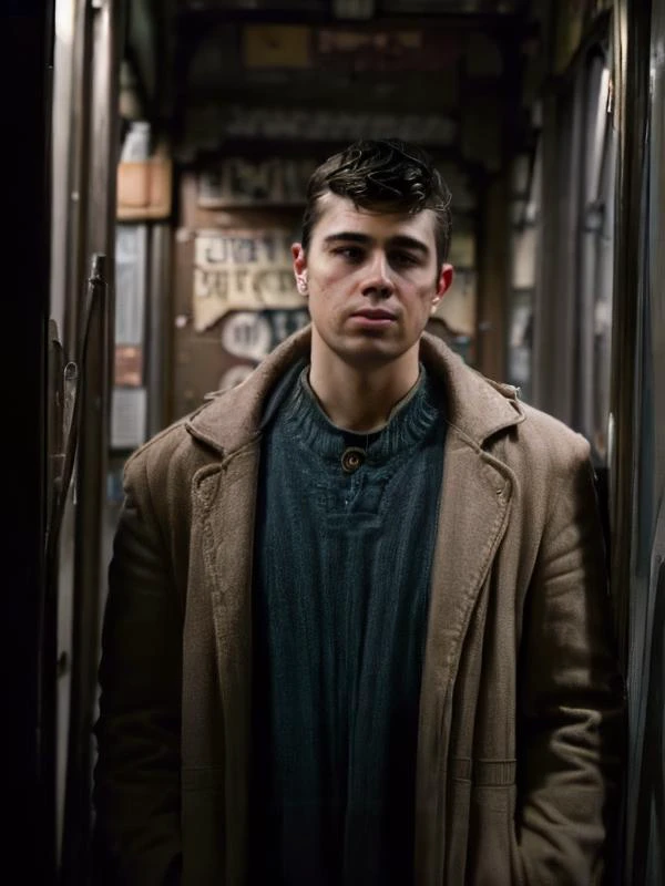epic realistic, a man standing on old metro, neon trim, <lora:LowRA:0.7> <lora:bss:0.9> (natural skin texture, hyperrealism, soft light, sharp), faded, (neutral colors:1.2), (muted colors:1.2), hyperdetailed, (artstation:1.4), cinematic, warm lights, dramatic light, (intricate details:1.1)