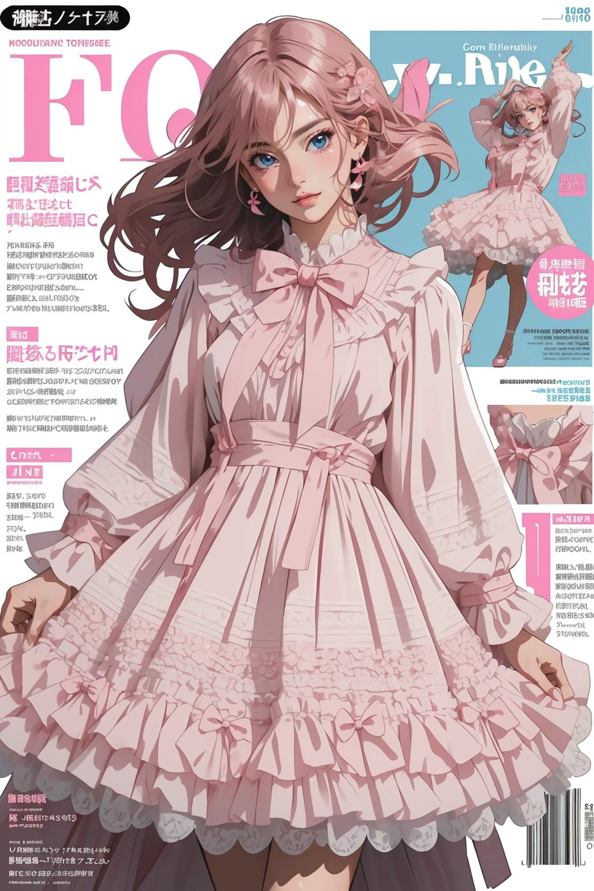 8k high quality detailed,highres,comic,anime,detailed image,
(an illustration of a age girl sexy posing,dramatic_scene, (an illustration of girl,teengirl)),(magazine_illustration),
(1girl,asian_female,hazel hair, very short hair, blue eyes,skinny|thin,curvy, medium breasts:0.8),(Sunny Smile:0.7),detailed_face,realistic_skin_texture,
(standing_on_one_leg:0.8),
(, cyb dress,white|pink frilled dress,white|pink layered dress,pink frills,pink bow,pink ribbon,long sleeves),realistic clothing texture,<lora:lo_dress_vol3_style1_v1:0.5>
