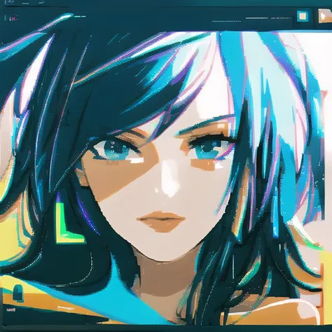 looking at viewer, neon colors, cyberpunk, android