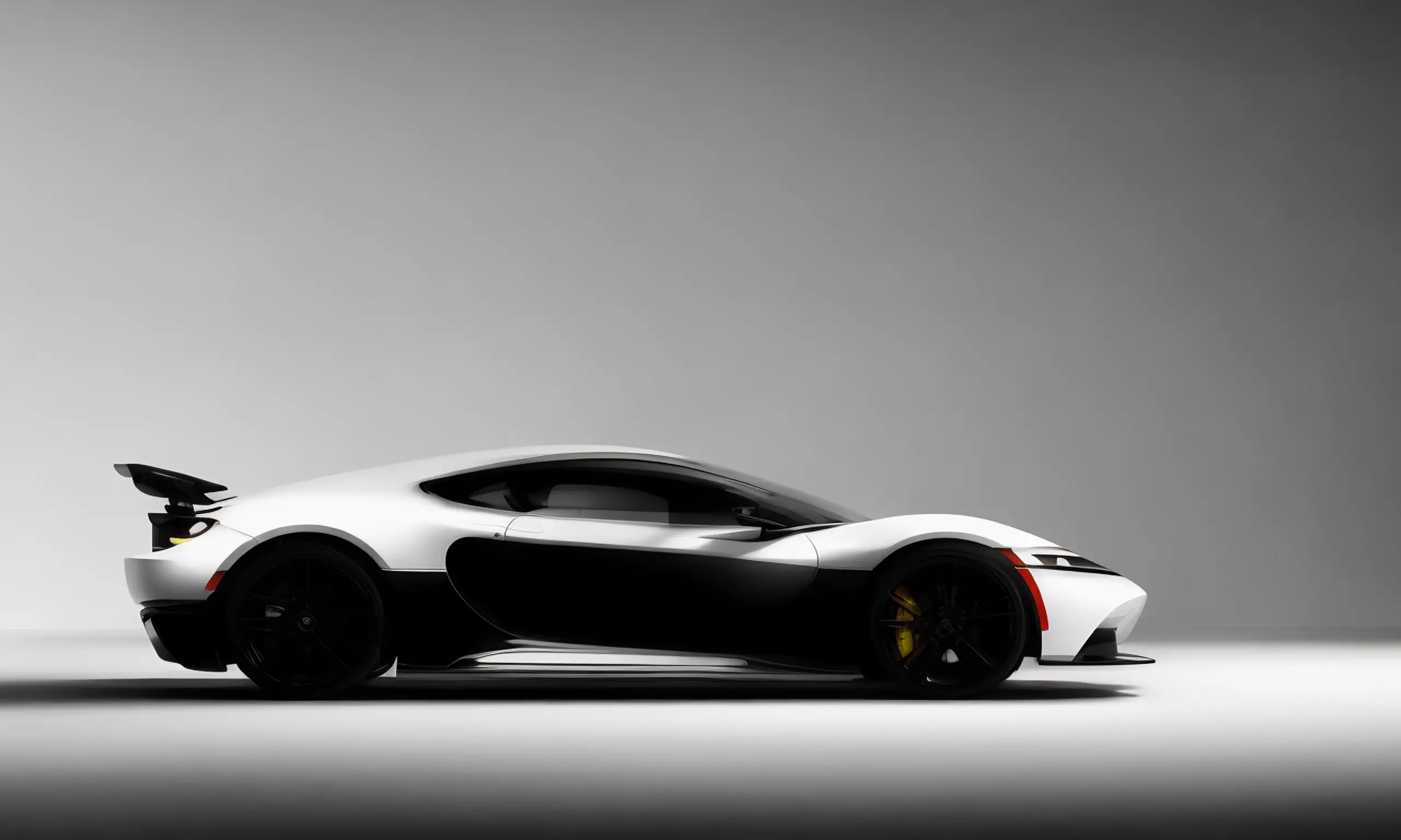 A minimalist, black-and-white depiction of a (sleek, modern sports car)+, with clean lines and an emphasis on shape and form that is both visually striking and elegantly simple.